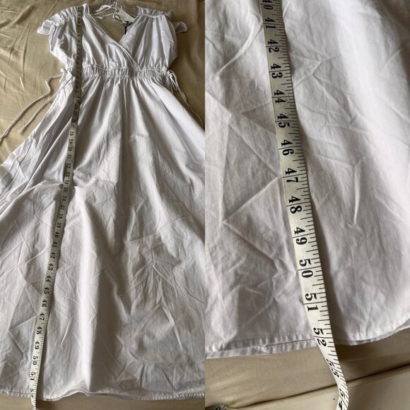 NWT ZARA White Cotton Midi Dress with Tie-Back M - Picture 11 of 15